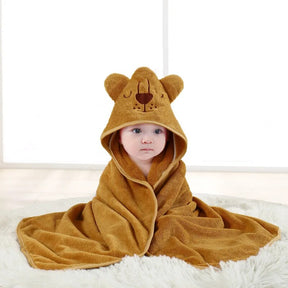 Kids' Hooded Bath Towel | Soft Coral Fleece with Animal Cartoons
