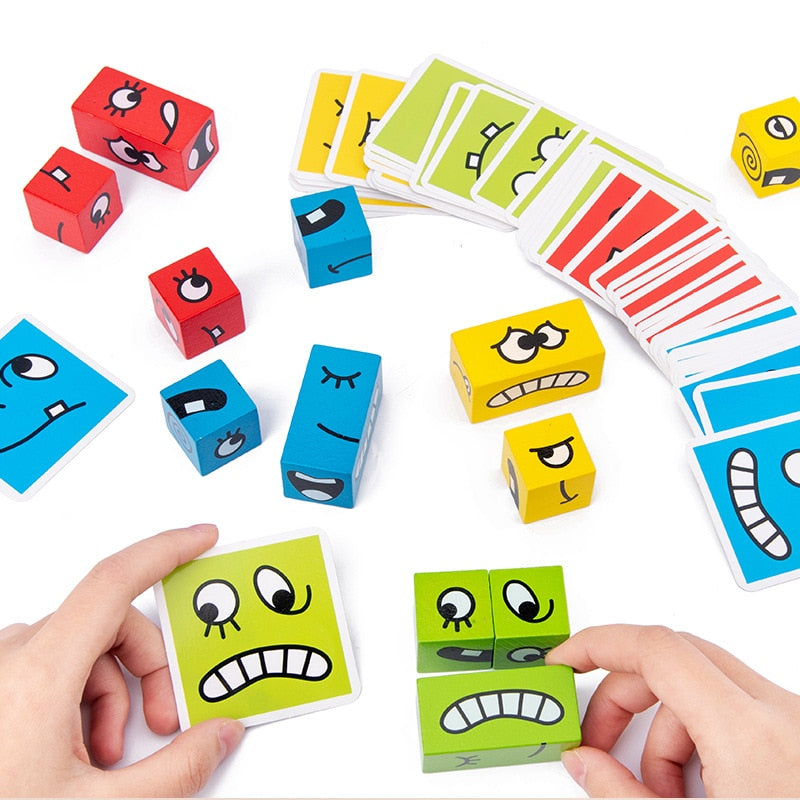 Kids' Expression Block Puzzle | Safe Beech Wood for Learning
