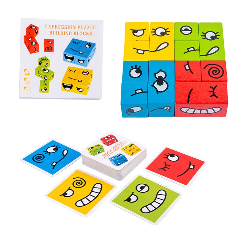 Kids' Expression Block Puzzle | Safe Beech Wood for Learning