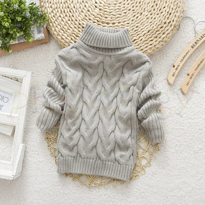 Kids Turtleneck Cable Knit Sweater | Soft Thick Acrylic Warmth