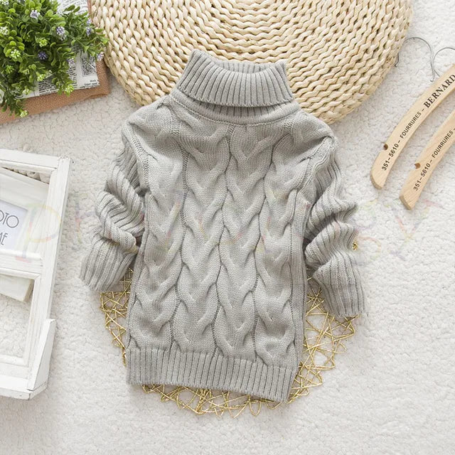 Kids Turtleneck Cable Knit Sweater | Soft Thick Acrylic Warmth