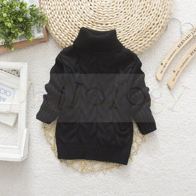 Kids Turtleneck Cable Knit Sweater | Soft Thick Acrylic Warmth