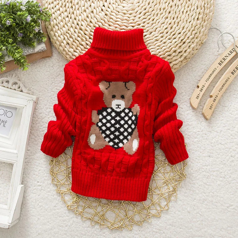 Kids Turtleneck Cable Knit Sweater | Soft Thick Acrylic Warmth