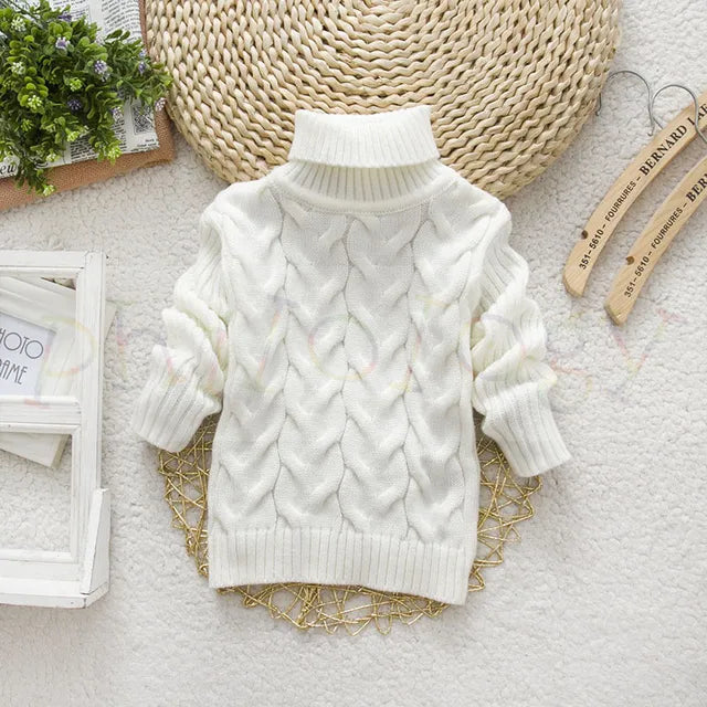 Kids Turtleneck Cable Knit Sweater | Soft Thick Acrylic Warmth