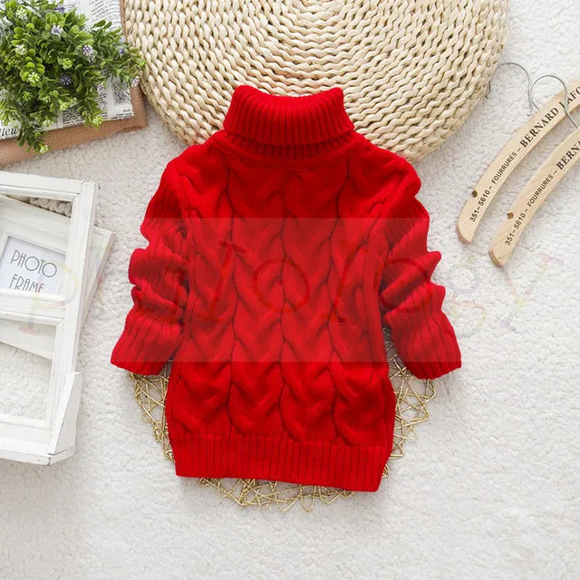 Kids Turtleneck Cable Knit Sweater | Soft Thick Acrylic Warmth