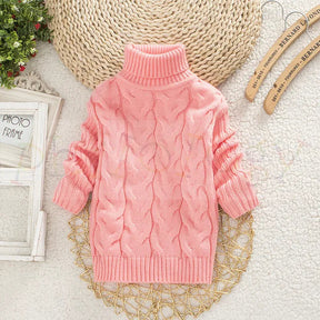 Kids Turtleneck Cable Knit Sweater | Soft Thick Acrylic Warmth
