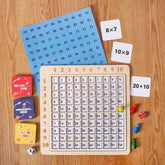 Educational Math Game Board | Wooden Play Set with Dice and Cards