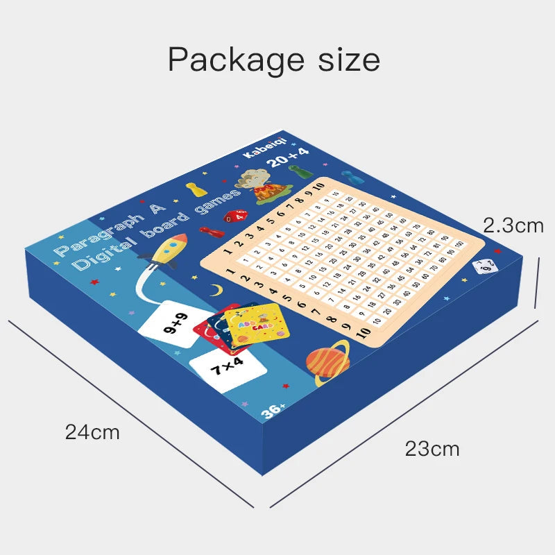 Educational Math Game Board | Wooden Play Set with Dice and Cards