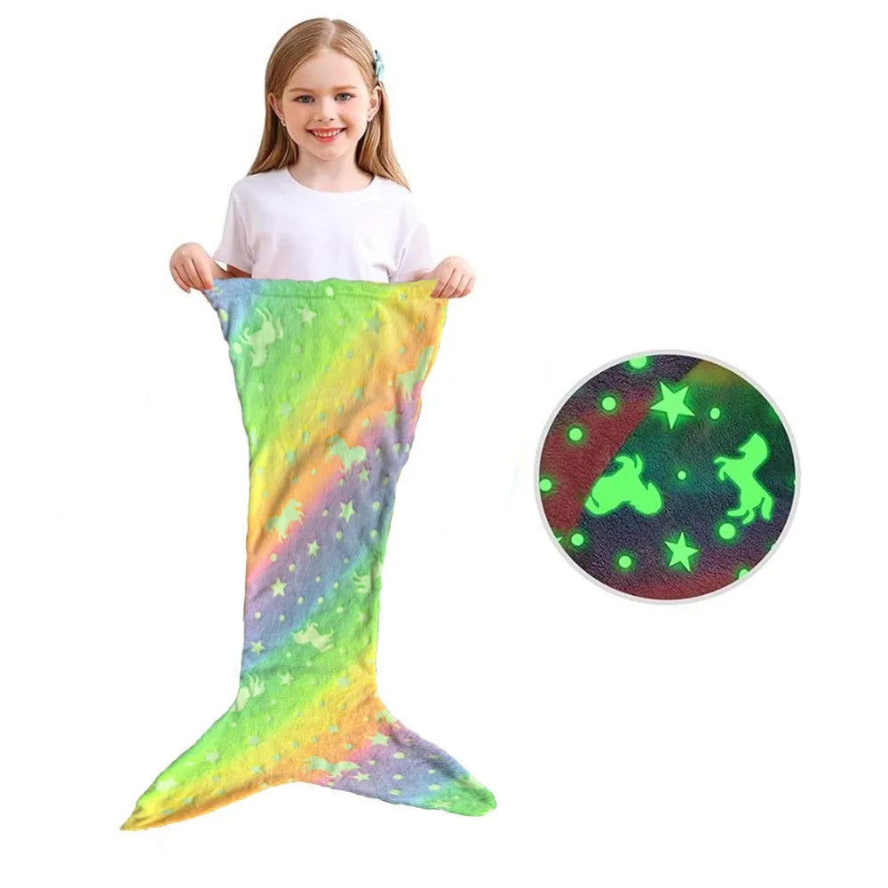 Mermaid Sleeping Bag for Kids | Glow in the Dark Soft Polyester