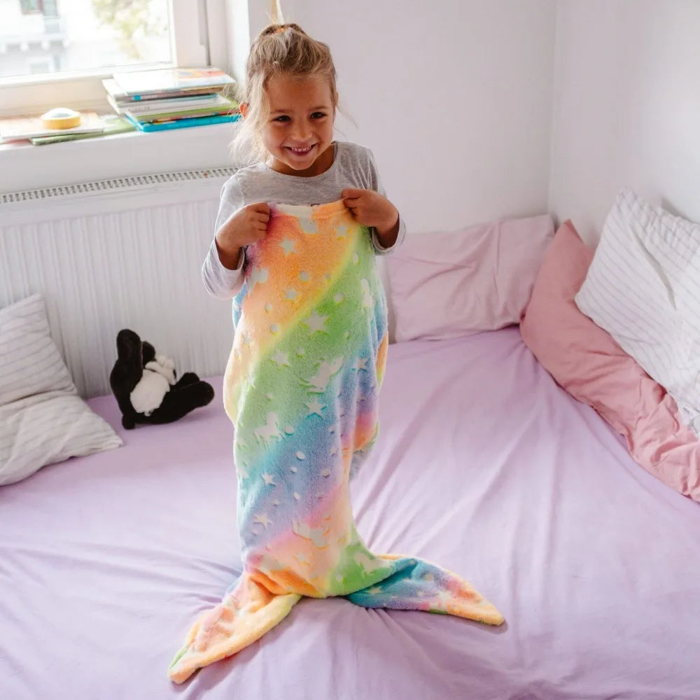 Mermaid Sleeping Bag for Kids | Glow in the Dark Soft Polyester