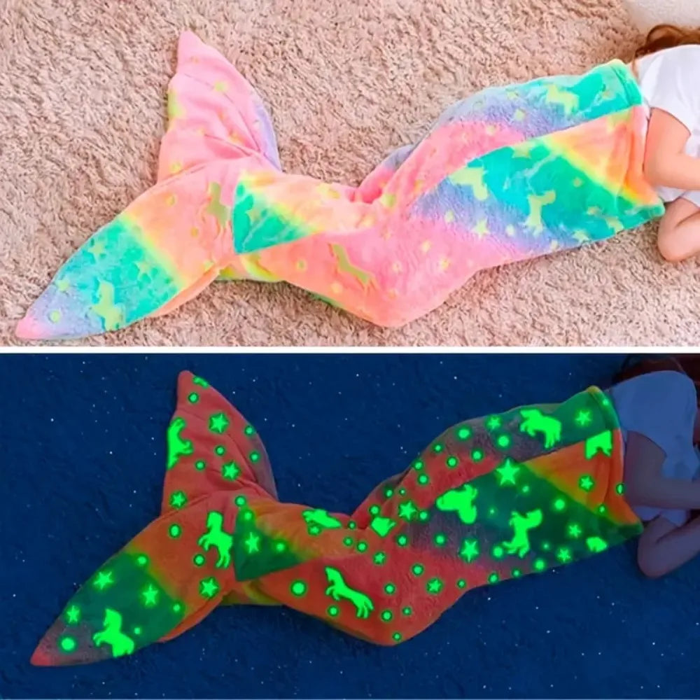 Mermaid Sleeping Bag for Kids | Glow in the Dark Soft Polyester