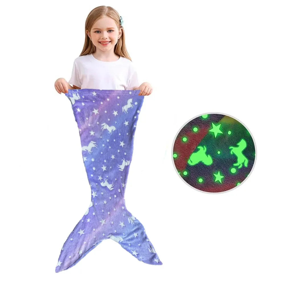 Mermaid Sleeping Bag for Kids | Glow in the Dark Soft Polyester