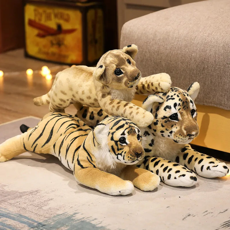 Stuffed Big Cat Set | Soft Plush Lion, Tiger, and Leopard