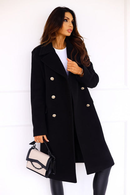 Wool Winter Trench Coat | Elegant Double-Breasted Design