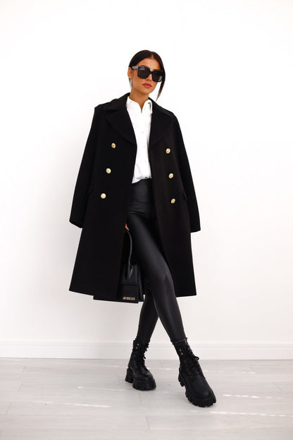 Wool Winter Trench Coat | Elegant Double-Breasted Design