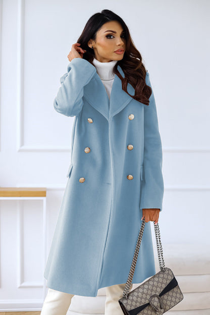 Wool Winter Trench Coat | Elegant Double-Breasted Design