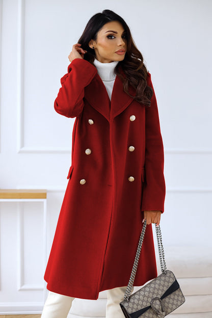 Wool Winter Trench Coat | Elegant Double-Breasted Design