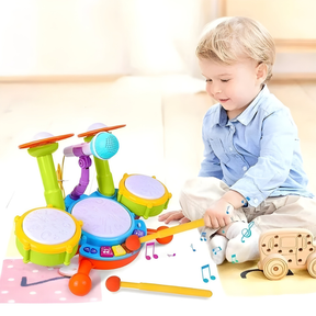 Toddler Musical Drum Set | Colorful Lights and Microphone