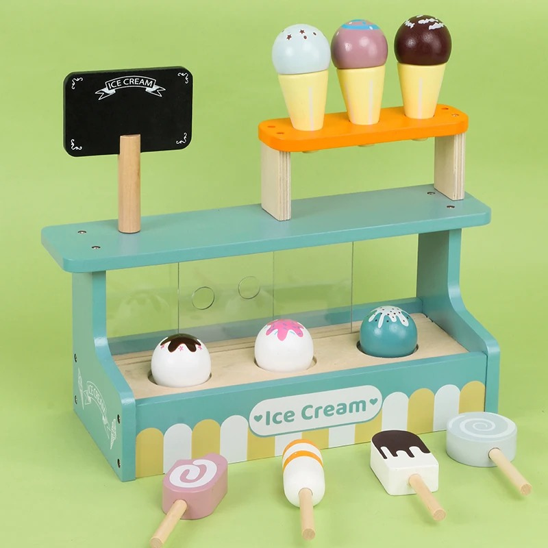Wooden Ice Cream Shop Playset | Bright Colors with Magnetic Assembly