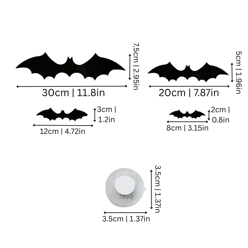 Halloween Bat Wall Decor | LED 3D Glow-in-the-Dark Bats