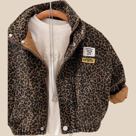 Leopard Print Girls Jacket | Trendy Casual Comfort for Kids