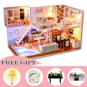 DIY Wooden Dollhouse Kit | Complete Craft Gift Set with Furniture