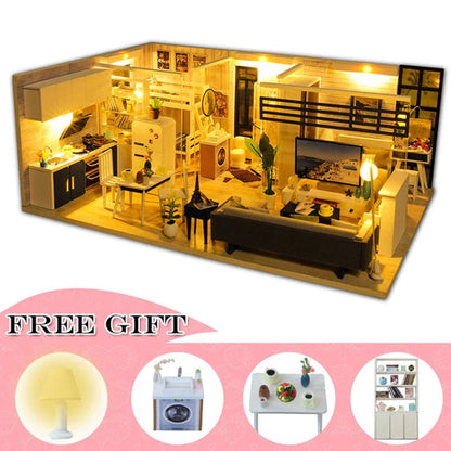 DIY Wooden Dollhouse Kit | Complete Craft Gift Set with Furniture