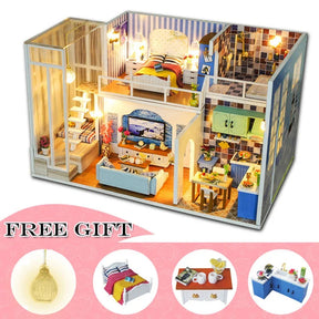 DIY Wooden Dollhouse Kit | Complete Craft Gift Set with Furniture