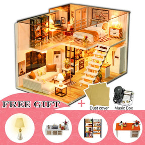 DIY Wooden Dollhouse Kit | Complete Craft Gift Set with Furniture