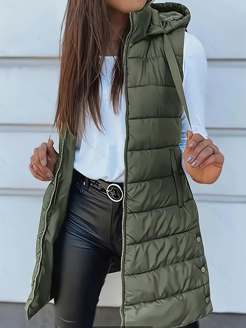 Quilted Hooded Bodywarmer | Oversized Padded Vest for Layering