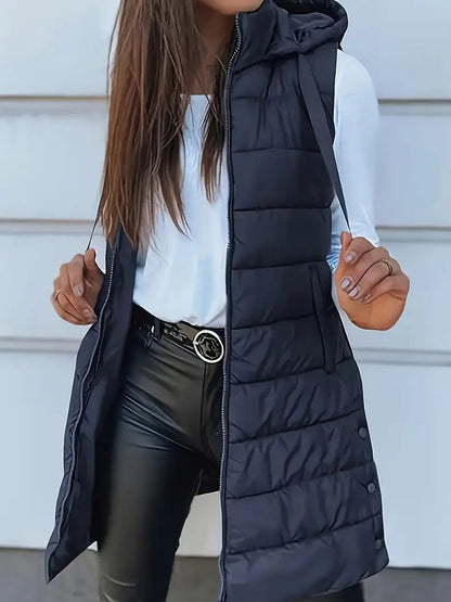 Quilted Hooded Bodywarmer | Oversized Padded Vest for Layering