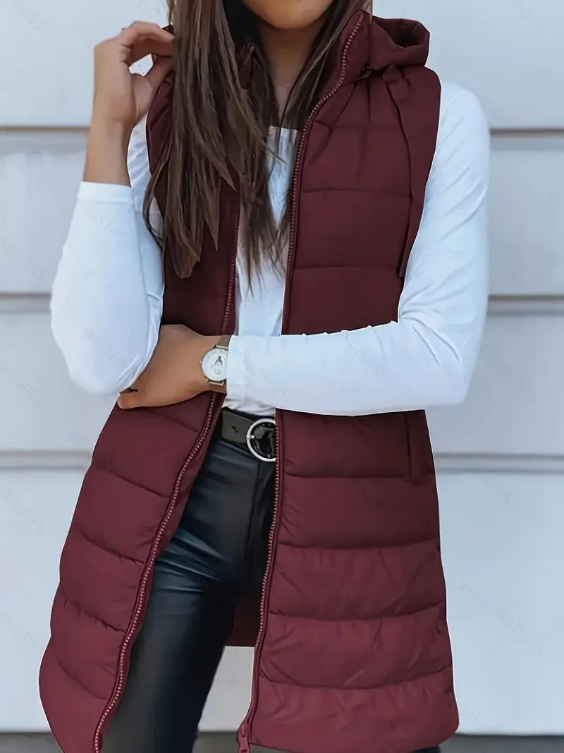 Quilted Hooded Bodywarmer | Oversized Padded Vest for Layering