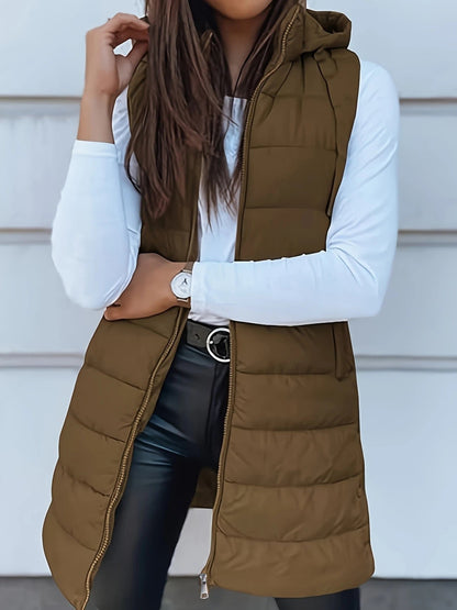 Quilted Hooded Bodywarmer | Oversized Padded Vest for Layering