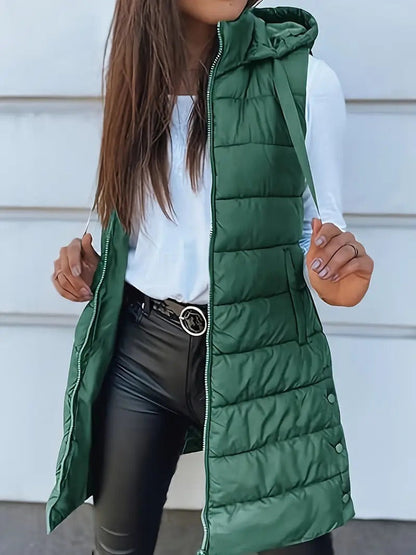 Quilted Hooded Bodywarmer | Oversized Padded Vest for Layering