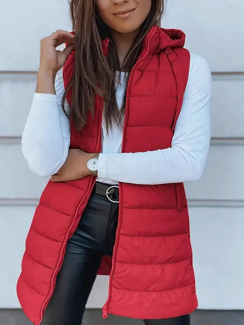 Quilted Hooded Bodywarmer | Oversized Padded Vest for Layering