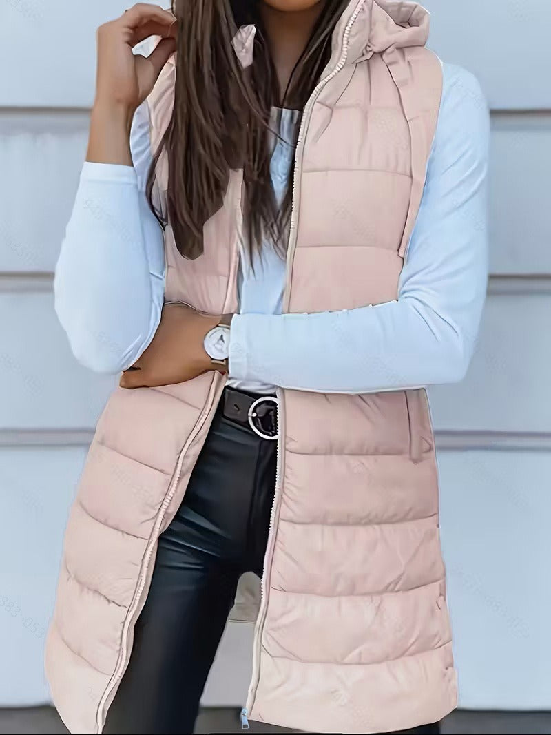 Quilted Hooded Bodywarmer | Oversized Padded Vest for Layering