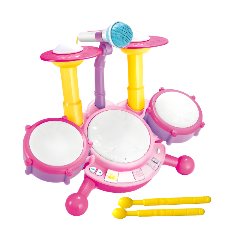 Toddler Musical Drum Set | Colorful Lights and Microphone