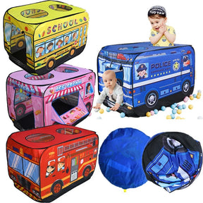 Kids Play Tent | Foldable Design with Bus & Firetruck Prints