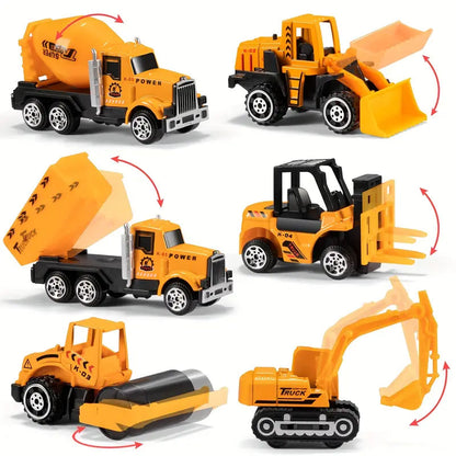 Mini Construction Vehicle Set | Portable Trucks and Excavators with Storage