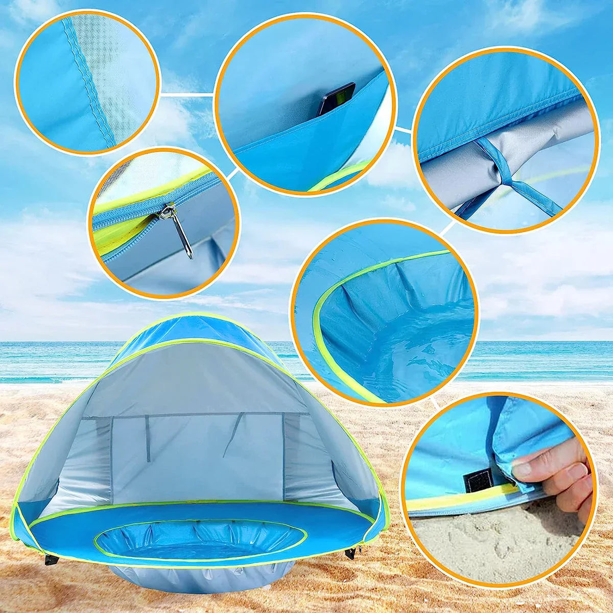 Portable Beach Tent for Baby | UV Protection with Integrated Bath