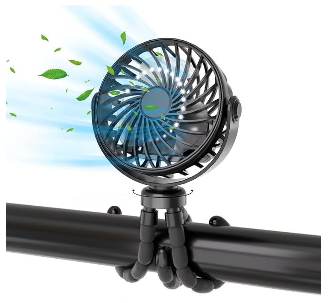 Portable Stroller Fan | Lightweight, USB Rechargeable, Safe Design