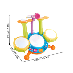 Toddler Musical Drum Set | Colorful Lights and Microphone