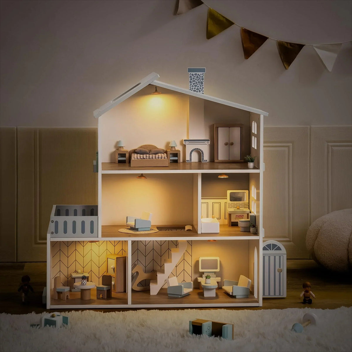 Wooden Dollhouse for Kids | Spacious 6-Room Creative Playhouse