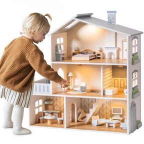 Wooden Dollhouse for Kids | Spacious 6-Room Creative Playhouse