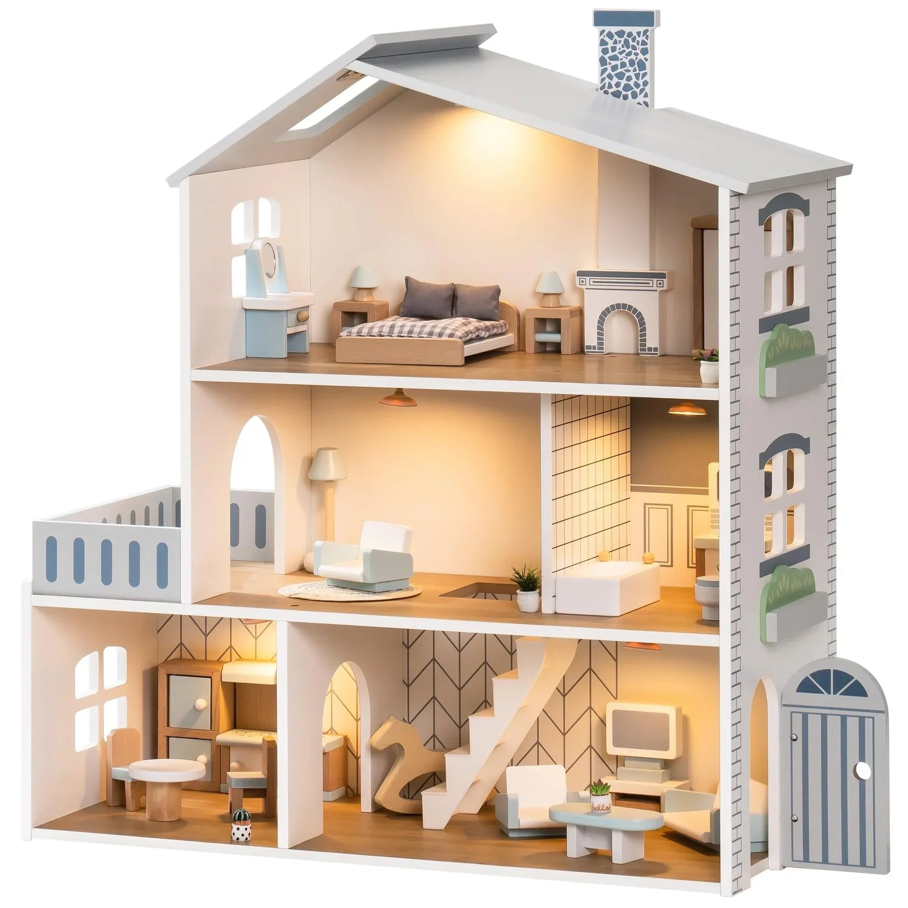 Wooden Dollhouse for Kids | Spacious 6-Room Creative Playhouse