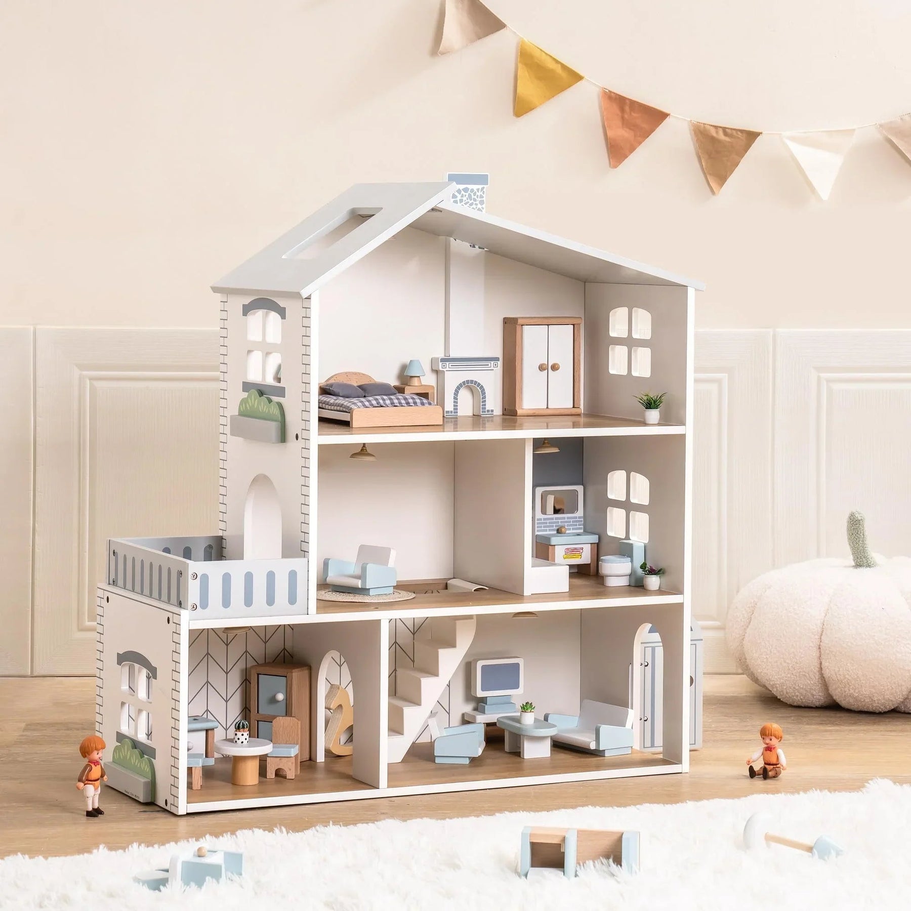 Wooden Dollhouse for Kids | Spacious 6-Room Creative Playhouse