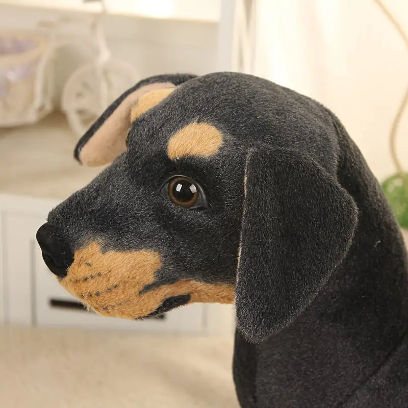Black Dog Plush Toy | Realistic Soft Cuddly Companion