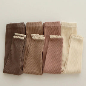 Ribbed Baby Pants | Soft Cotton with Lace Trim