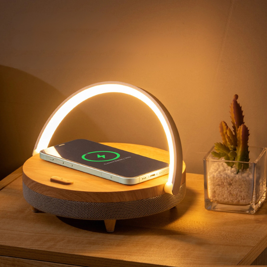 Wireless Charging Table Lamp | Bluetooth Speaker with Dimmable Light