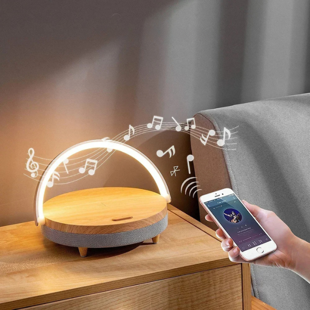 Wireless Charging Table Lamp | Bluetooth Speaker with Dimmable Light